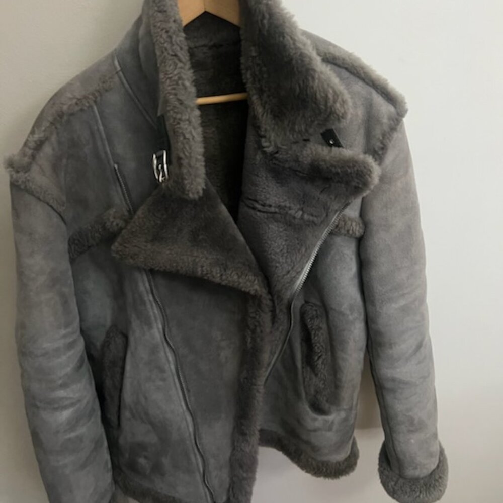 L&S Collection Slighty Used Men’s Grey Aviator Jacket